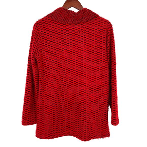 Ali Miles Sz Small Fuzzy Knit Red Sweater Blouse Shirt Top Wearable Art Holidays - Picture 9 of 9